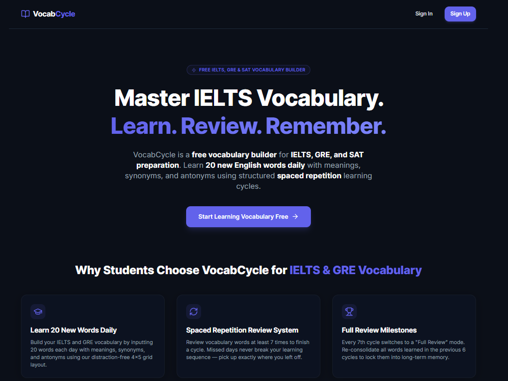 VocabCycle – Vocabulary Learning Platform